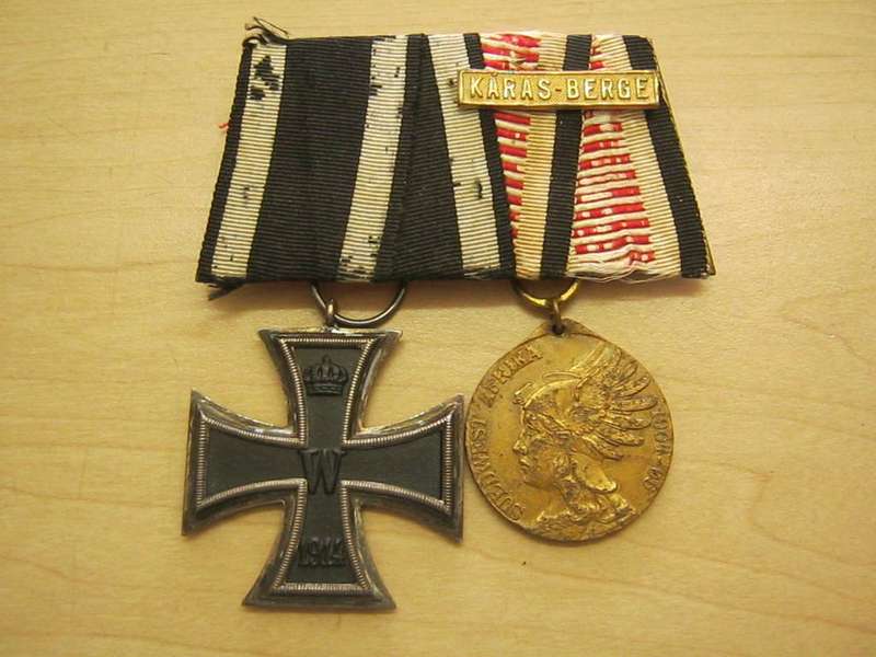 German Iron Cross and GSWA campaign medal with bar.